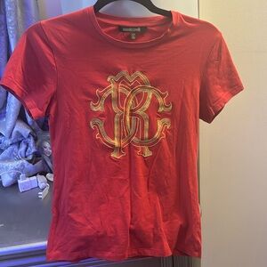 Robert Cavalli Tshirt with gold embroidered logo